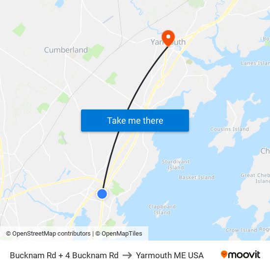 Bucknam Rd + 4 Bucknam Rd to Yarmouth ME USA map