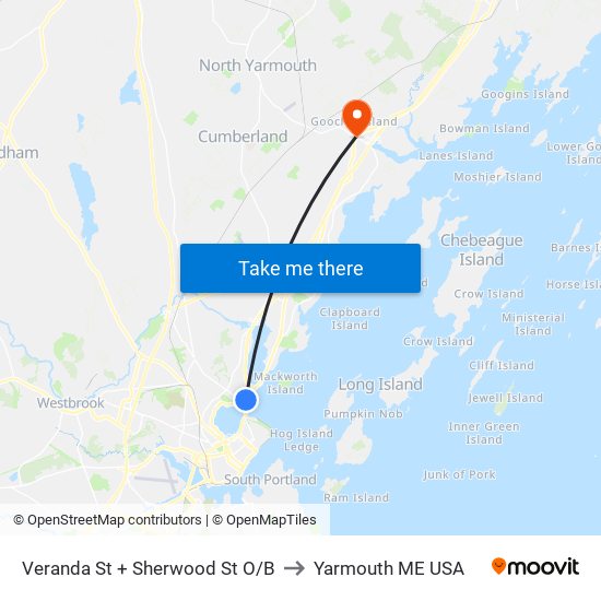 Veranda St + Sherwood St O/B to Yarmouth ME USA map