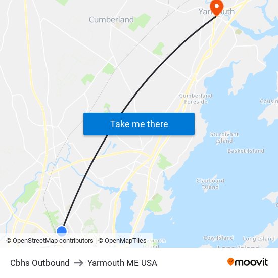 Cbhs Outbound to Yarmouth ME USA map