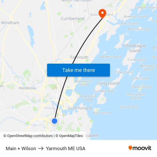 Main + Wilson to Yarmouth ME USA map