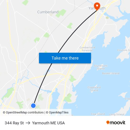 344 Ray St to Yarmouth ME USA map