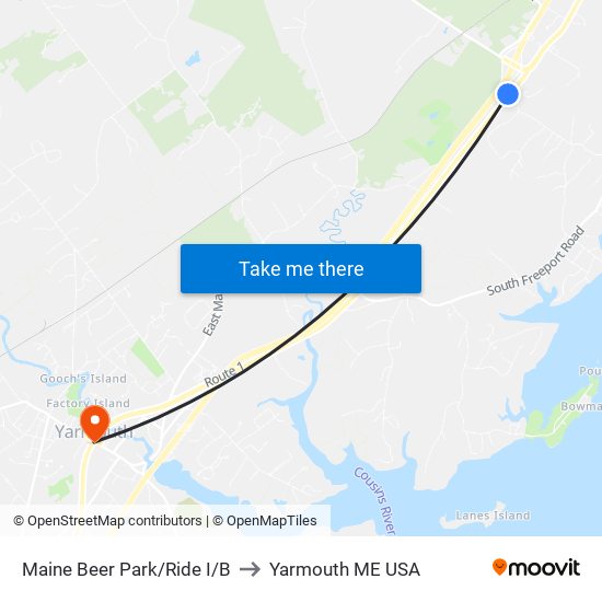 Maine Beer Park/Ride  I/B to Yarmouth ME USA map