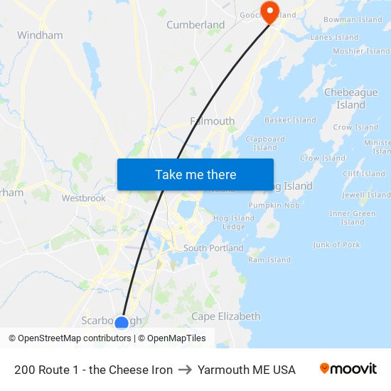 200 Route 1 - the Cheese Iron to Yarmouth ME USA map