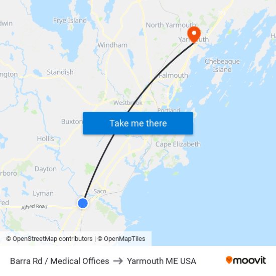 Barra Rd / Medical Offices to Yarmouth ME USA map