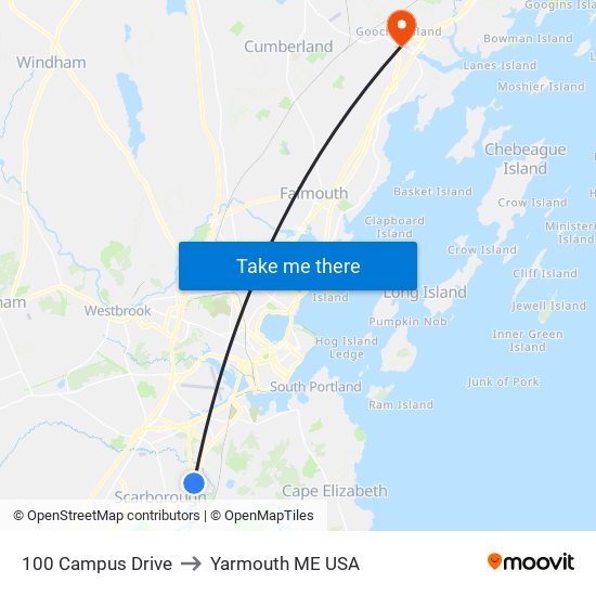 100 Campus Drive to Yarmouth ME USA map