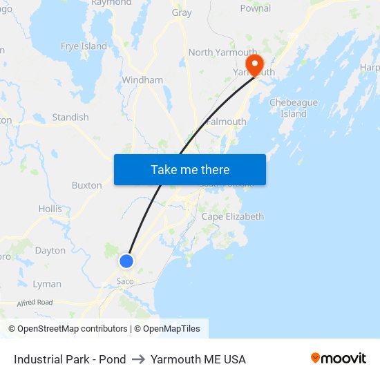 Industrial Park - Pond to Yarmouth ME USA map