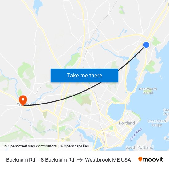 Bucknam Rd + 8 Bucknam Rd to Westbrook ME USA map