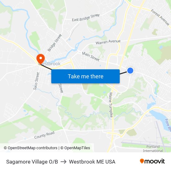 Sagamore Village O/B to Westbrook ME USA map