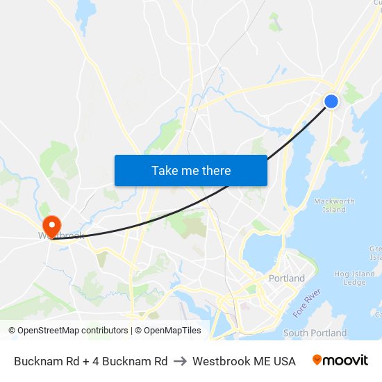 Bucknam Rd + 4 Bucknam Rd to Westbrook ME USA map