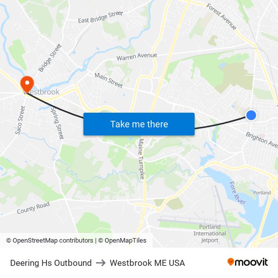 Deering Hs Outbound to Westbrook ME USA map