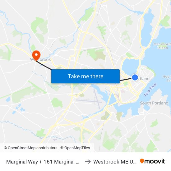 Marginal Way + 161 Marginal Way to Westbrook ME USA map