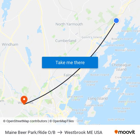 Maine Beer Park/Ride  O/B to Westbrook ME USA map