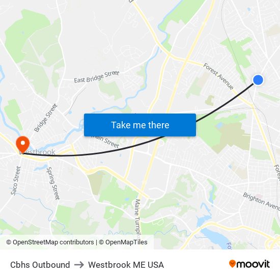 Cbhs Outbound to Westbrook ME USA map