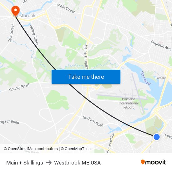 Main + Skillings to Westbrook ME USA map