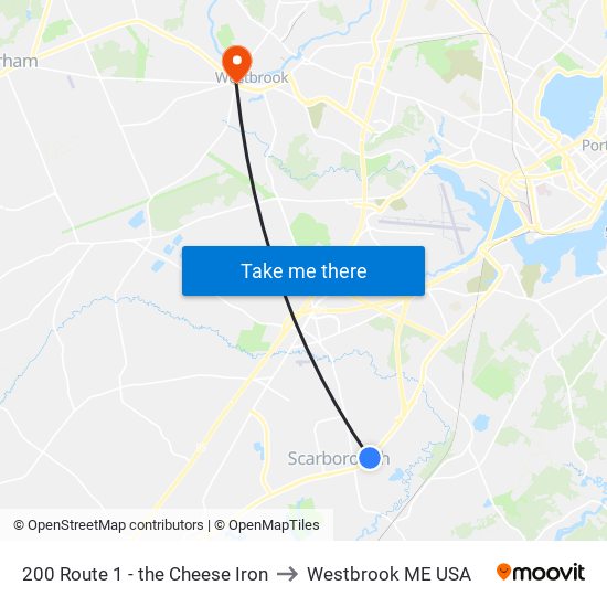 200 Route 1 - the Cheese Iron to Westbrook ME USA map