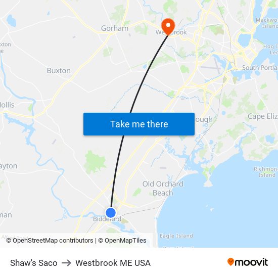 Shaw's Saco to Westbrook ME USA map