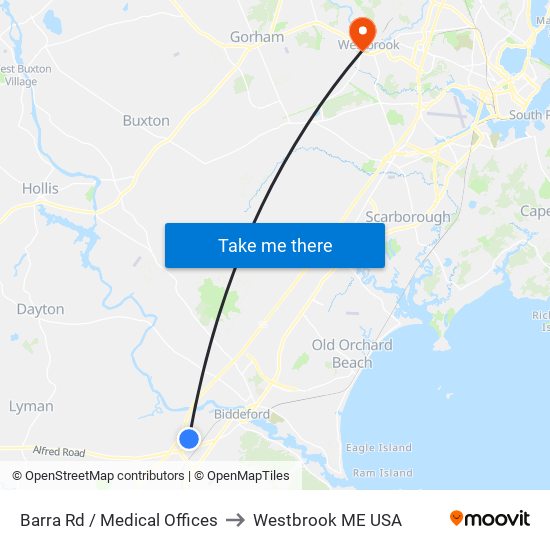 Barra Rd / Medical Offices to Westbrook ME USA map