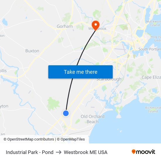 Industrial Park - Pond to Westbrook ME USA map