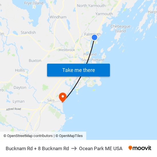 Bucknam Rd + 8 Bucknam Rd to Ocean Park ME USA map