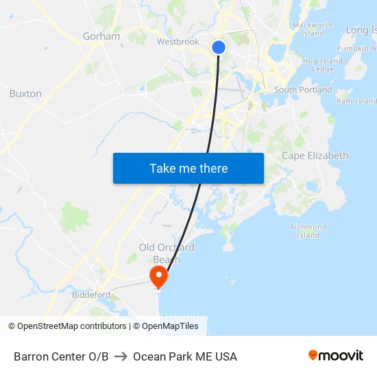 Barron Center O/B to Ocean Park ME USA map