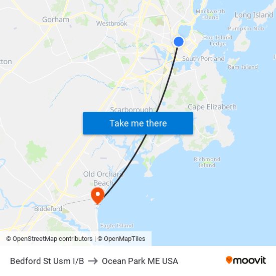 Bedford St Usm I/B to Ocean Park ME USA map