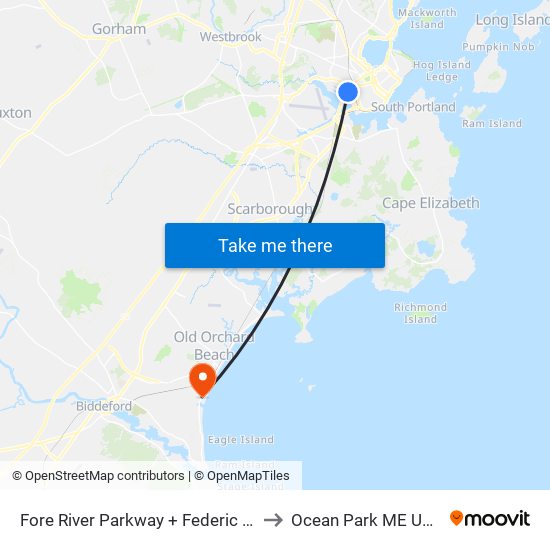 Fore River Parkway + Federic St to Ocean Park ME USA map