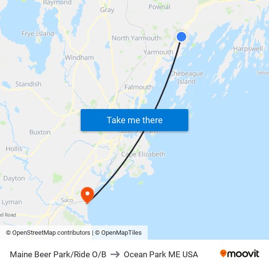 Maine Beer Park/Ride  O/B to Ocean Park ME USA map