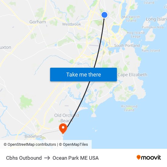 Cbhs Outbound to Ocean Park ME USA map