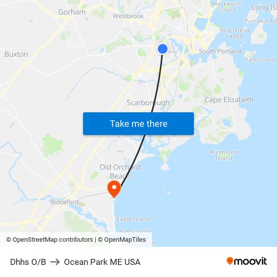 Dhhs O/B to Ocean Park ME USA map