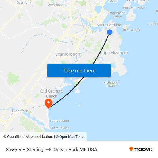 Sawyer + Sterling to Ocean Park ME USA map