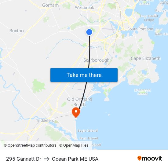 295 Gannett Dr to Ocean Park ME USA map