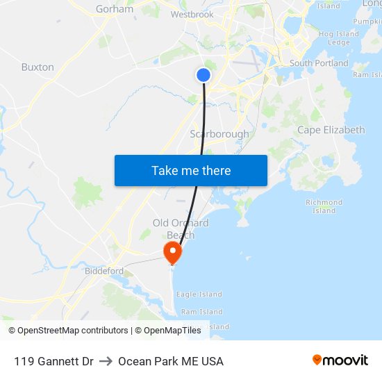 119 Gannett Dr to Ocean Park ME USA map