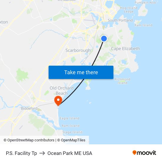 P.S. Facility Tp to Ocean Park ME USA map