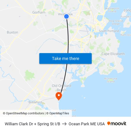 William Clark Dr + Spring St I/B to Ocean Park ME USA map