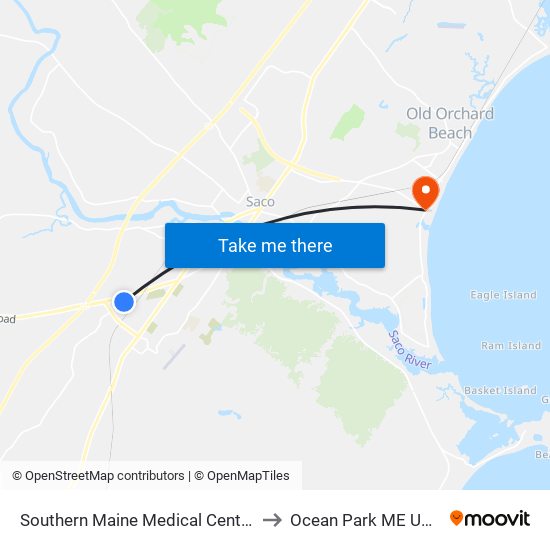 Southern Maine Medical Center to Ocean Park ME USA map