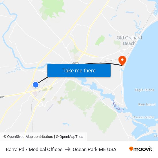 Barra Rd / Medical Offices to Ocean Park ME USA map