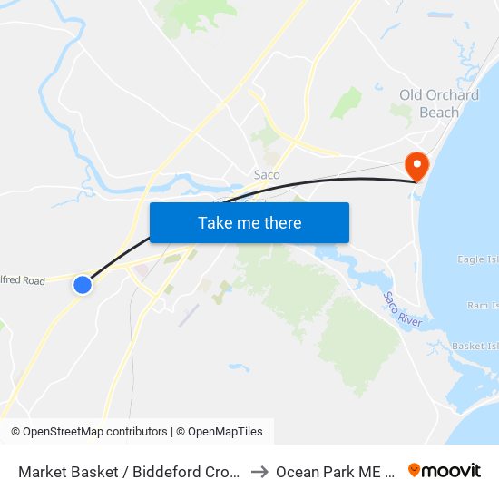 Market Basket / Biddeford Crossing to Ocean Park ME USA map