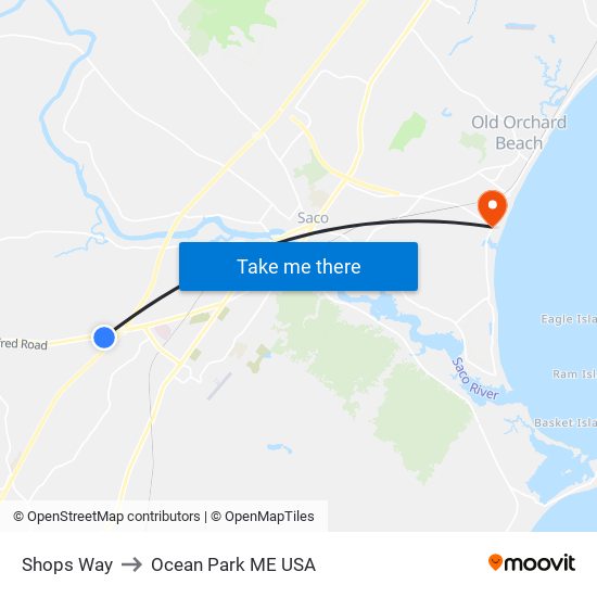 Shops Way to Ocean Park ME USA map