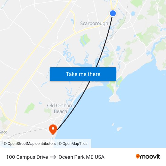 100 Campus Drive to Ocean Park ME USA map