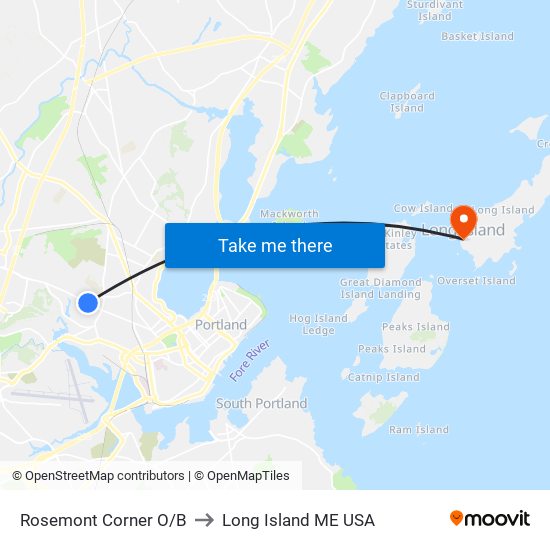 Rosemont Corner O/B to Long Island ME USA map