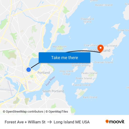 Forest Ave + William St to Long Island ME USA map