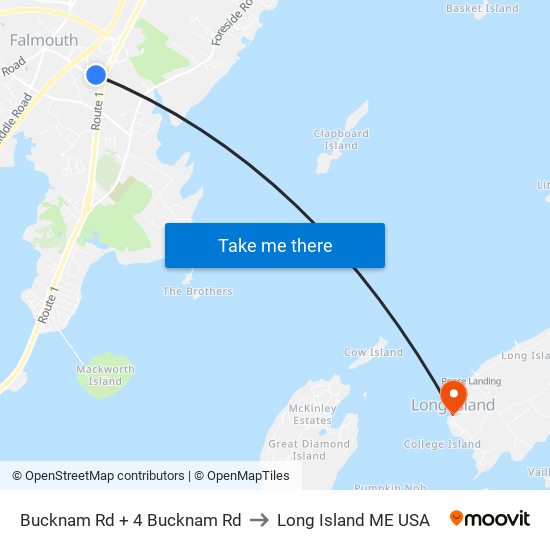 Bucknam Rd + 4 Bucknam Rd to Long Island ME USA map