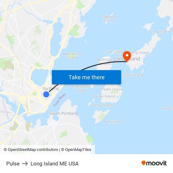Pulse to Long Island ME USA map
