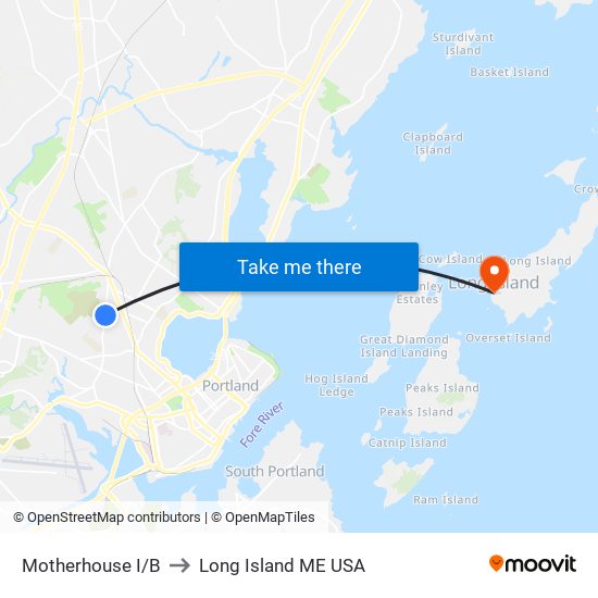 Motherhouse I/B to Long Island ME USA map