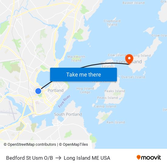 Bedford St Usm O/B to Long Island ME USA map