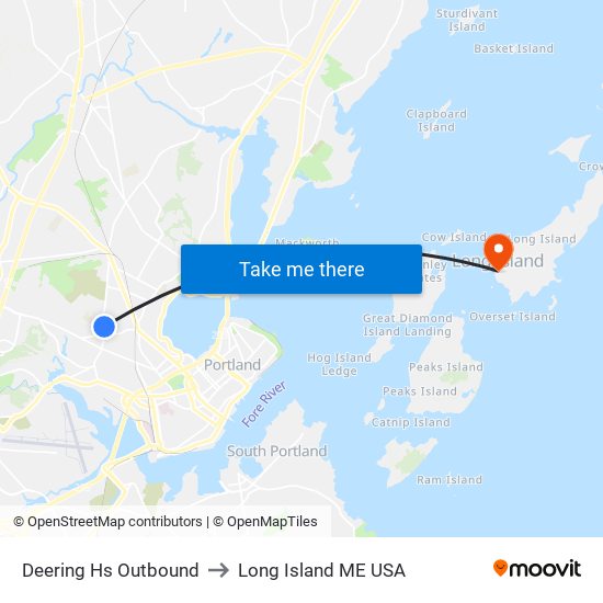 Deering Hs Outbound to Long Island ME USA map