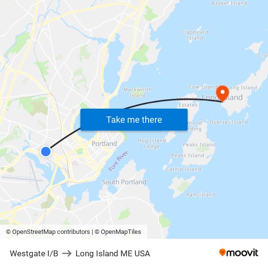 Westgate I/B to Long Island ME USA map