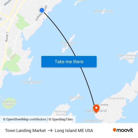 Town Landing Market to Long Island ME USA map