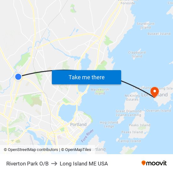 Riverton Park O/B to Long Island ME USA map