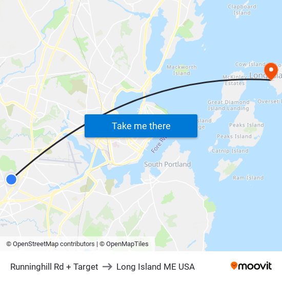 Runninghill Rd + Target to Long Island ME USA map